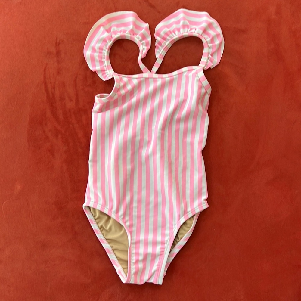 Old navy girls one piece swimsuit size 2T, pink and white stripes